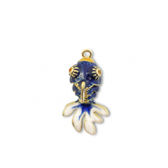 Eco-brass&reg; metal charms fish Gold-Dark Blue-White