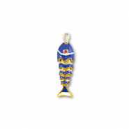 Brass TQ metal charms fish Gold-Blue-Yellow-White
