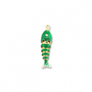 Eco-brass&reg; metal charms fish Gold-Green-White