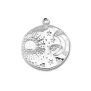 Stainless steel charms sun & moon Silver