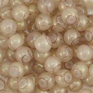 4 mm glass beads with glitters Beige-Gold