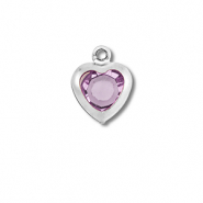 Stainless steel charms heart Silver-Light Pink