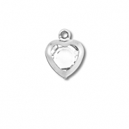 Stainless steel charms heart Silver-Transparent