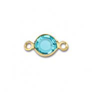 Stainless steel findings connector round Gold-Aquamarine Blue