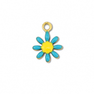 Stainless steel charms flower Gold-Blue-Yellow
