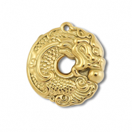 Stainless steel charms donut with dragon Gold