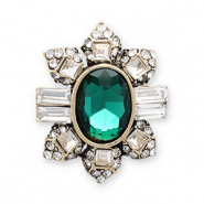 Brooches oval Gold-Green-Transparent