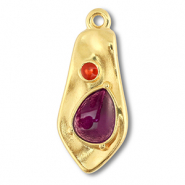 DQ European metal charms irregular Gold (Nickelfree)-Purple-Red