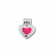 DQ European metal charms heart Antique Silver (Nickelfree)-Magenta