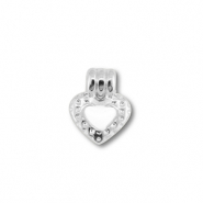 DQ European metal charms heart Antique Silver (Nickelfree)-White