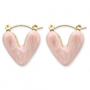 Stainless steel earrings creole heart Gold-Peach Pink