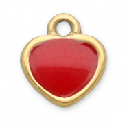 Stainless steel charms heart Gold-Red