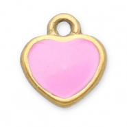 Stainless steel charms heart Gold-Pink