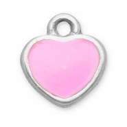 Stainless steel charms heart Silver-Pink