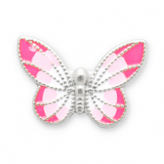 Stainless steel beads butterfly Silver-Pink-White