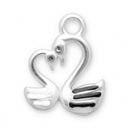 Stainless steel charms swan Silver-Black-White