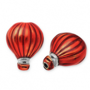 Stainless steel beads hot air balloon Silver-Red
