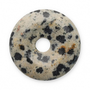 Natural stone charms  Dalmatian Stone donut 16mm Greige-Black-Brown