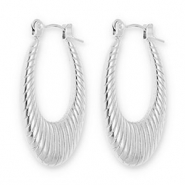 Stainless steel earrings / creoles oval Silver