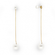 Stainless steel earrings / earpins with imitation pearls Gold