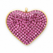 Stainless steel charms heart Gold-Dark Pink