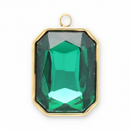 Stainless steel charms facet rectangle Gold-Dark Green