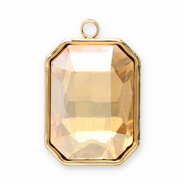 Stainless steel charms facet rectangle Gold-Champagne