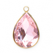 Stainless steel charms facet drop Gold-Pink