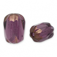 Czech Beads FPB oval 6x4mm Amethyst-Bronze