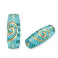 Acrylic beads tube Teal Blue-Gold