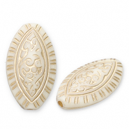 Acrylic beads oval Off White-Gold