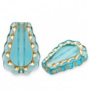 Acrylic beads drop Teal Blue-Gold