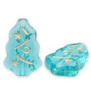 Acrylic beads Christmas tree Teal Blue-Gold