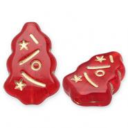Acrylic beads Christmas tree Red-Gold