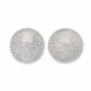 8 mm acrylic beads with glitter Grey-Silver