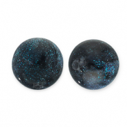 6 mm acrylic beads with glitter Black-Turquoise