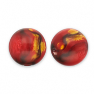 Resin beads with glitter 14mm Red-Gold