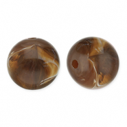 12 mm acrylic beads round Dark Brown-White