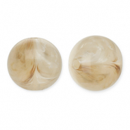 12 mm acrylic beads round Beige Brown-White