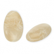 Acrylic beads oblong oval Beige Brown-White