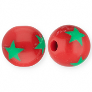 12 mm acrylic beads with stars Red-Green