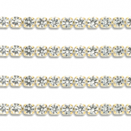 Stainless steel rhinestone chain 3mm Gold-Crystal