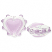 Glass beads heart Transparent-Lilac