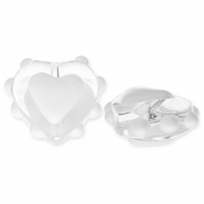 Glass beads heart Transparent-White