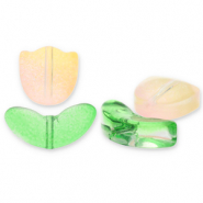 Glass beads tulip Peach Pink-Green