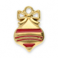 Stainless steel charms Christmas bauble Gold-Red