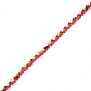 Top faceted beads Metallic Coral Red