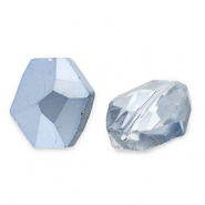 Fashion faceted beads hexagon Blue-Pearl Shine Coating