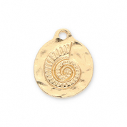 Metal charms round with sea shell Gold