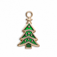 Metal charms Christmas tree Gold-Green